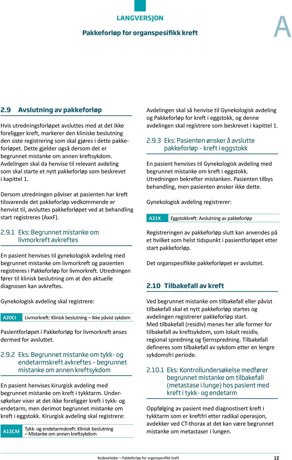 Dersom utredningen påviser at pasienten har kreft tilsvarende det pakkeforløp vedkommende er henvist til, avsluttes pakkeforløpet ved at behandling start registreres (xxf). 2.9.