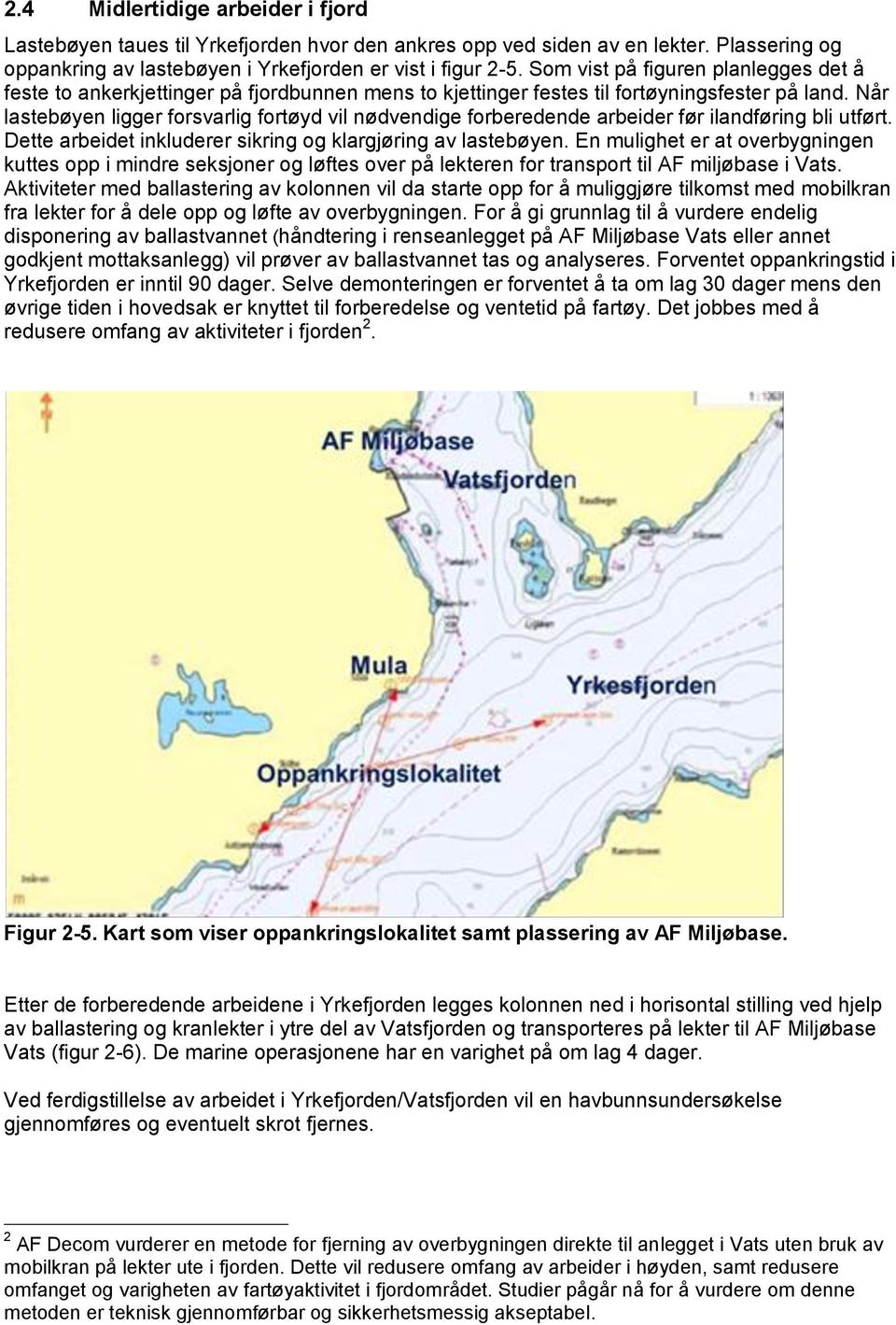 Når lastebøyen ligger forsvarlig fortøyd vil nødvendige forberedende arbeider før ilandføring bli utført. Dette arbeidet inkluderer sikring og klargjøring av lastebøyen.