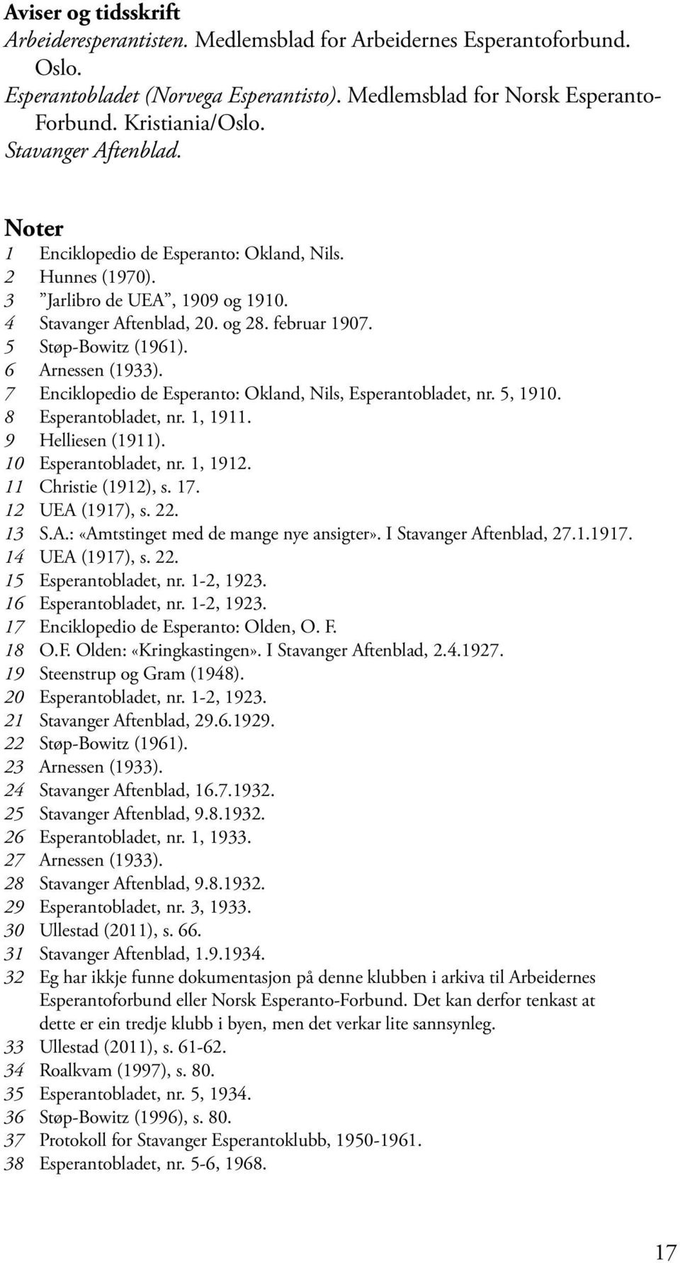 6 Arnessen (1933). 7 Enciklopedio de Esperanto: Okland, Nils, Esperantobladet, nr. 5, 1910. 8 Esperantobladet, nr. 1, 1911. 9 Helliesen (1911). 10 Esperantobladet, nr. 1, 1912. 11 Christie (1912), s.