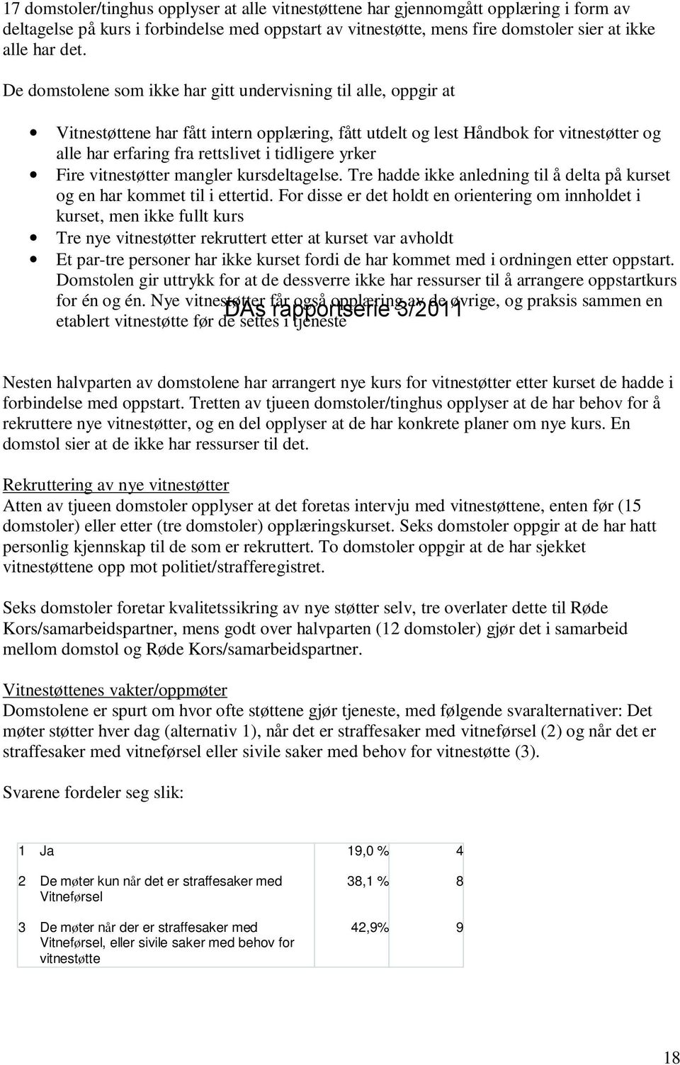 yrker Fire vitnestøtter mangler kursdeltagelse. Tre hadde ikke anledning til å delta på kurset og en har kommet til i ettertid.