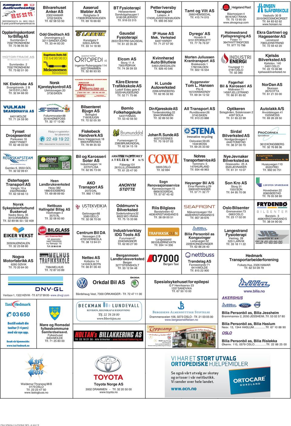 33 44 83 20 Sunnlandsv 2 7032 TRONDHEIM Tlf. 73 96 95 50 Kanalgata 7 3263 LARVIK Tlf. 33 14 18 90 BT Fysioterapi NK Elektriske AS Svangstrandv. 2 B 3410 SYLLING Tlf.