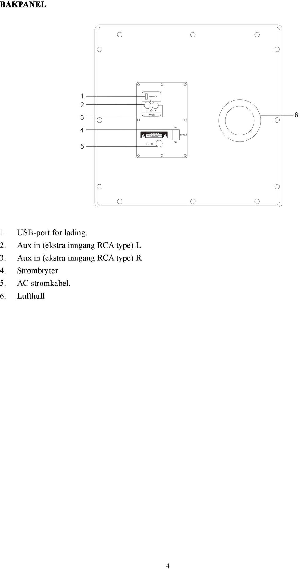 Aux in (ekstra inngang RCA type) R 4.