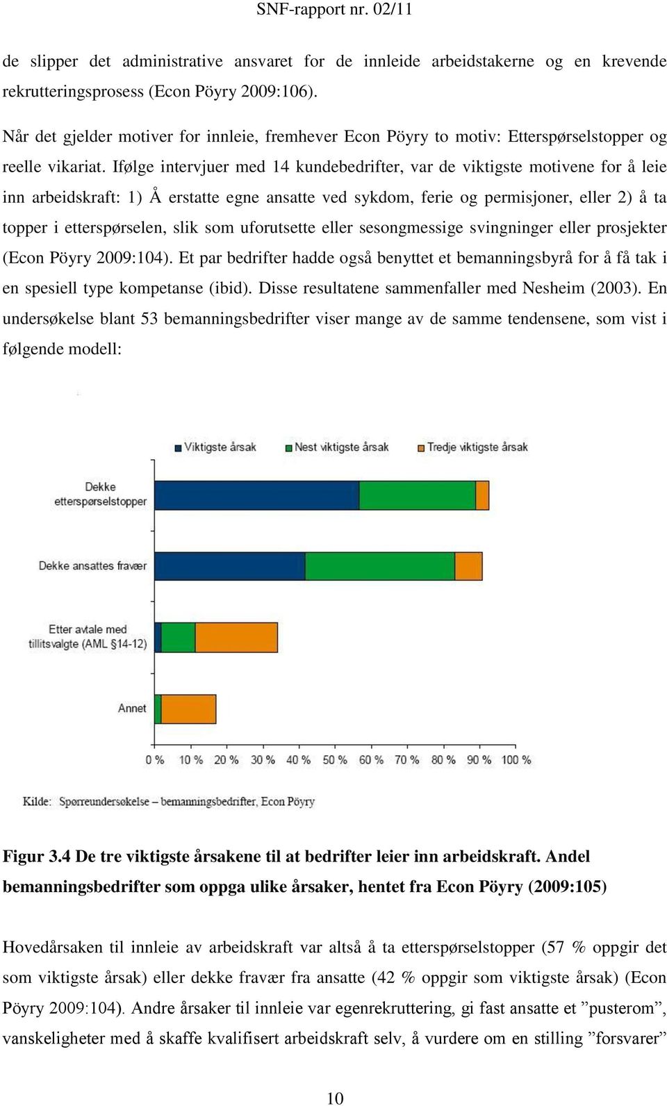 Ifølge intervjuer med 14 kundebedrifter, var de viktigste motivene for å leie inn arbeidskraft: 1) Å erstatte egne ansatte ved sykdom, ferie og permisjoner, eller 2) å ta topper i etterspørselen,