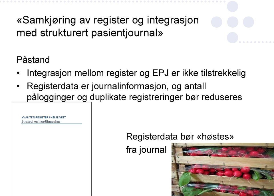 tilstrekkelig Registerdata er journalinformasjon, og antall