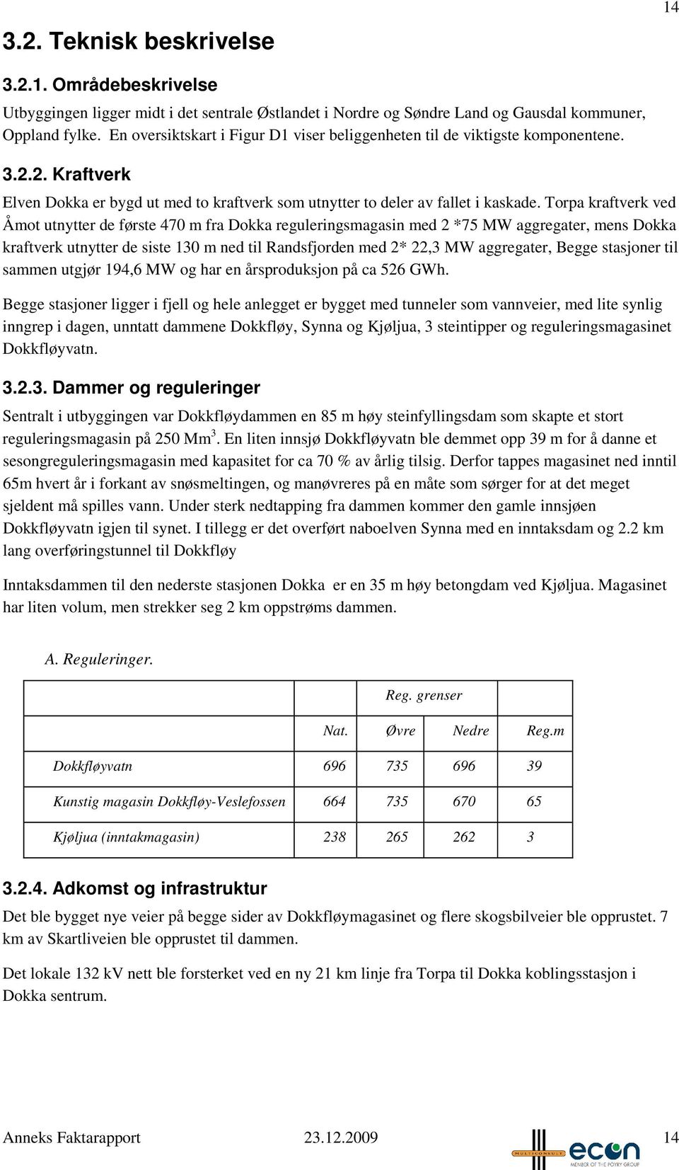 Torpa kraftverk ved Åmot utnytter de første 470 m fra Dokka reguleringsmagasin med 2 *75 MW aggregater, mens Dokka kraftverk utnytter de siste 130 m ned til Randsfjorden med 2* 22,3 MW aggregater,