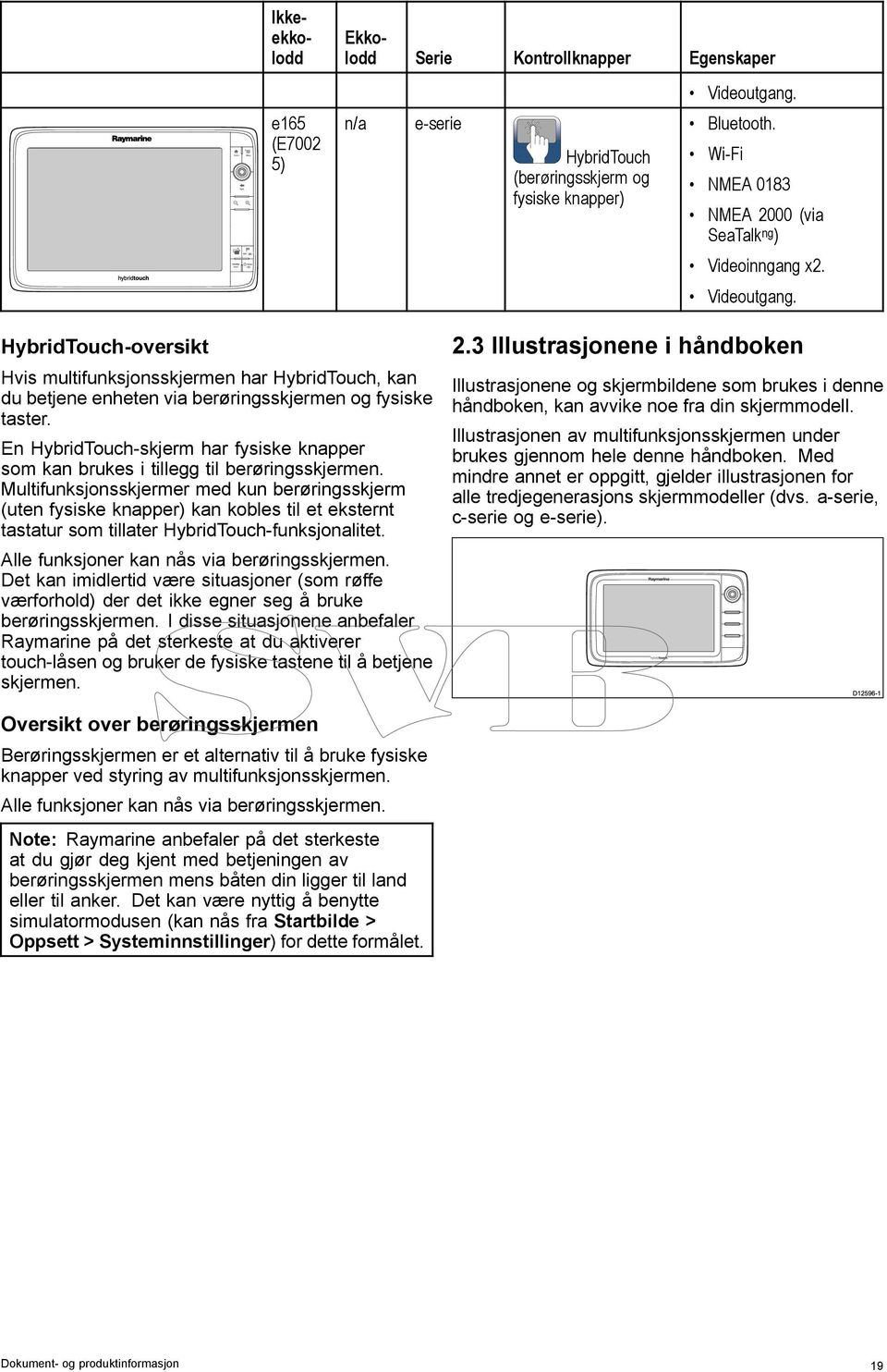 HybridTouch-oversikt Hvis multifunksjonsskjermen har HybridTouch, kan du betjene enheten via berøringsskjermen og fysiske taster.