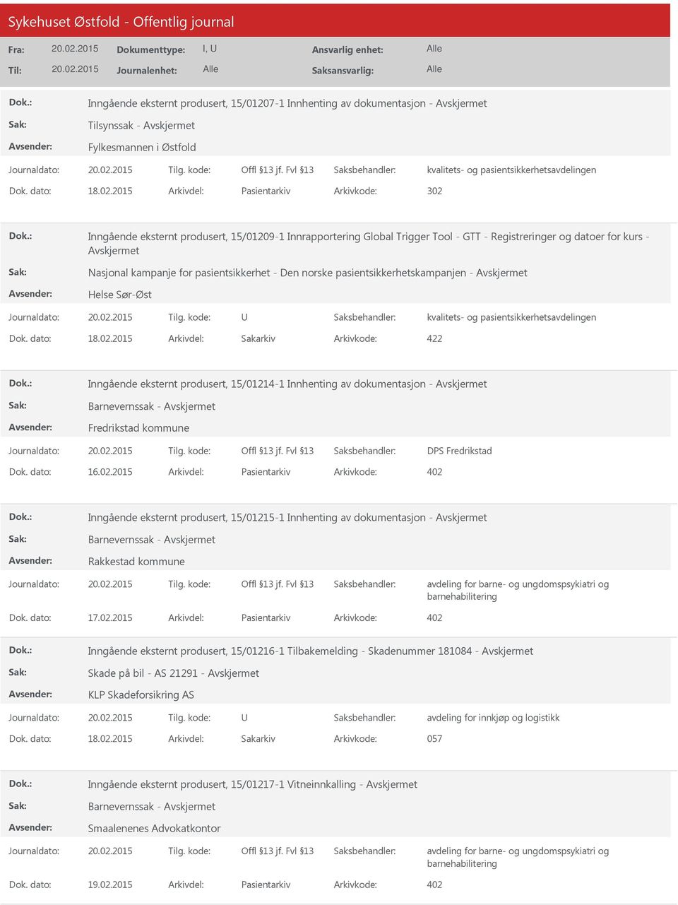 pasientsikkerhet - Den norske pasientsikkerhetskampanjen - Helse Sør-Øst Dok. dato: 18.02.