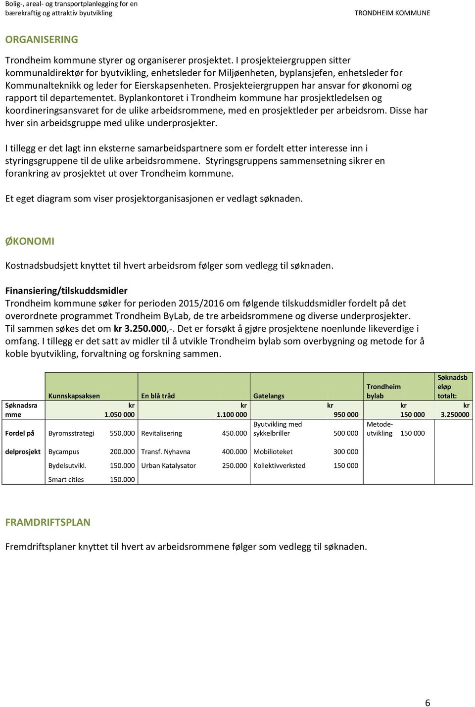 Prosjekteiergruppen har ansvar for økonomi og rapport til departementet.