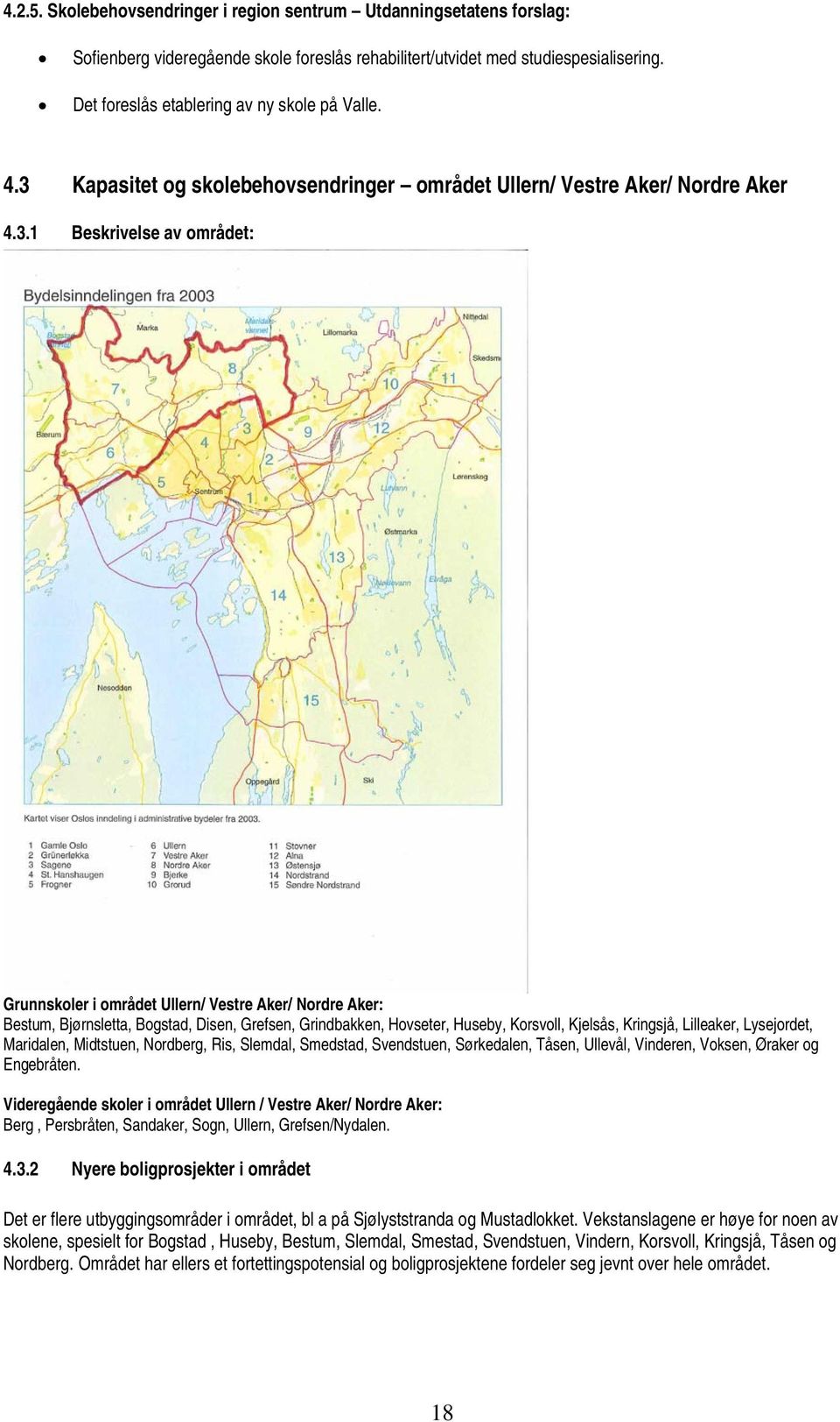 Kapasitet og skolebehovsendringer området Ullern/ Vestre Aker/ Nordre Aker 4.3.