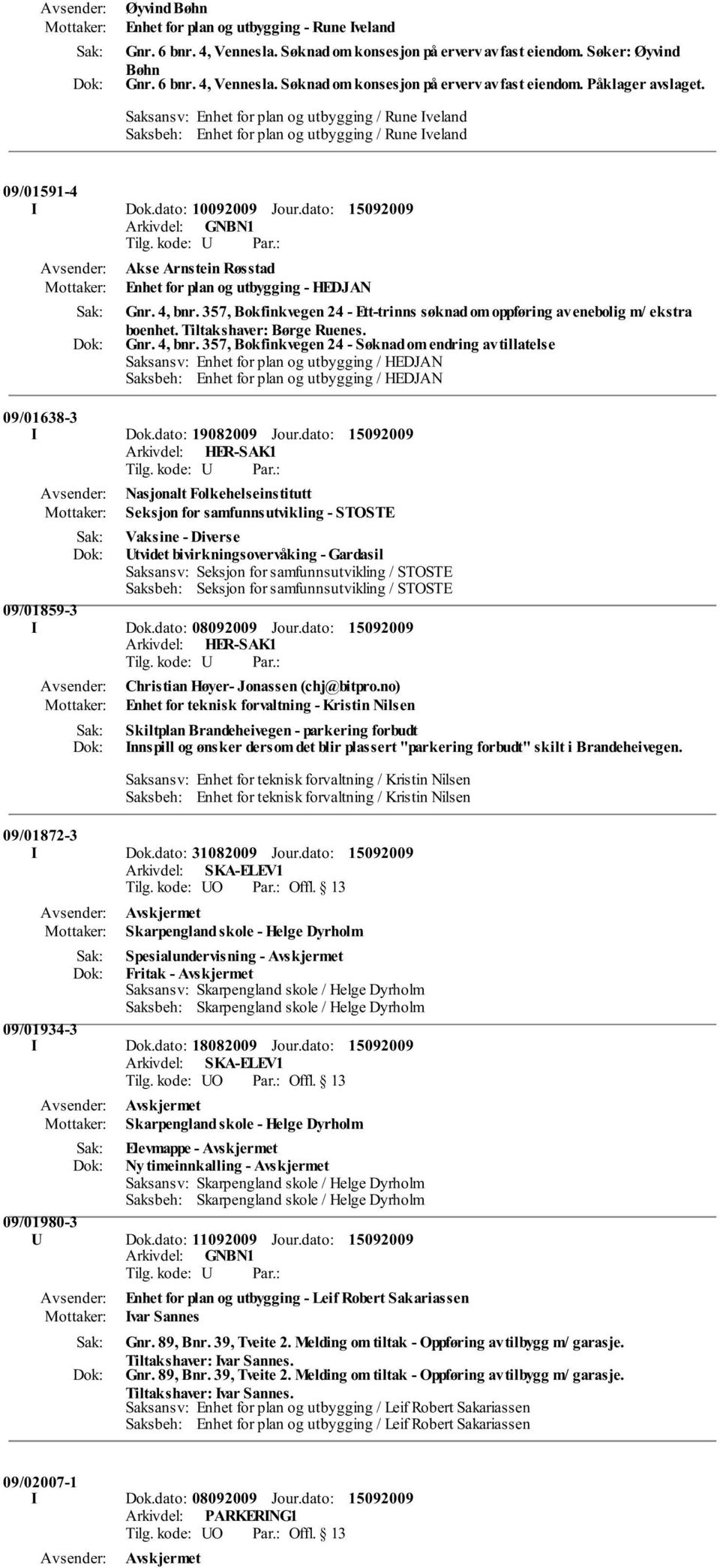 357, Bokfinkvegen 24 - Ett-trinns søknad om oppføring av enebolig m/ ekstra boenhet. Tiltakshaver: Børge Ruenes. Gnr. 4, bnr. 357, Bokfinkvegen 24 - Søknad om endring av tillatelse 09/01638-3 I Dok.