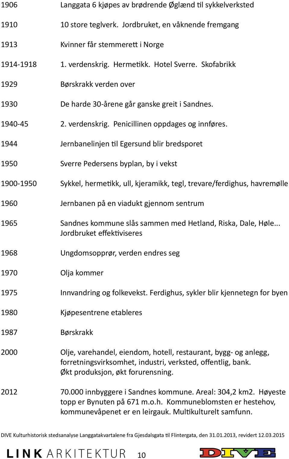 1944 Jernbanelinjen til Egersund blir bredsporet 1950 Sverre Pedersens byplan, by i vekst 1900-1950 Sykkel, hermetikk, ull, kjeramikk, tegl, trevare/ferdighus, havremølle 1960 Jernbanen på en viadukt