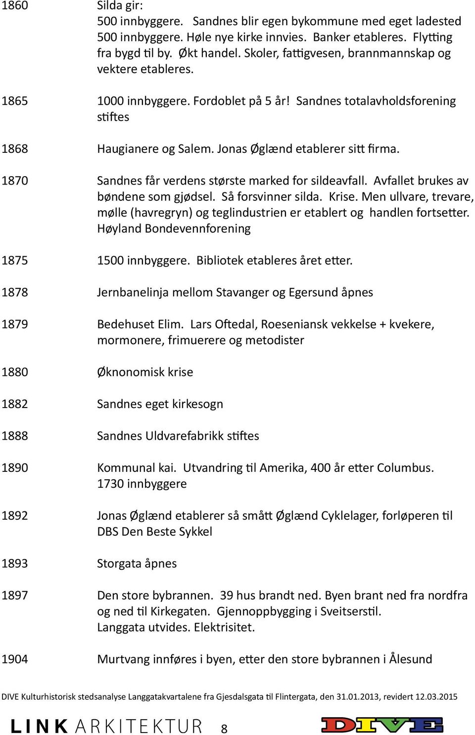 1870 Sandnes får verdens største marked for sildeavfall. Avfallet brukes av bøndene som gjødsel. Så forsvinner silda. Krise.