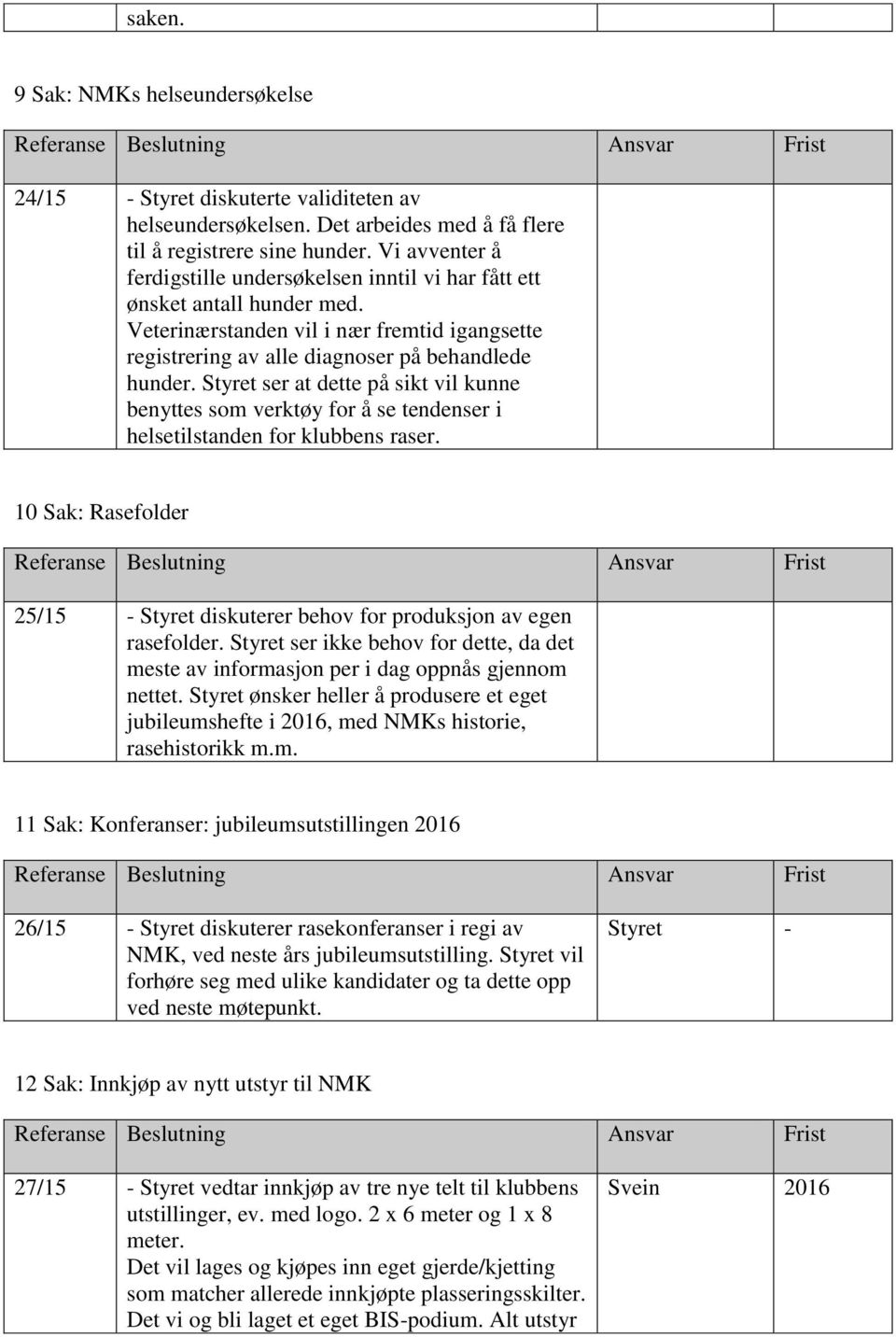 Styret ser at dette på sikt vil kunne benyttes som verktøy for å se tendenser i helsetilstanden for klubbens raser.