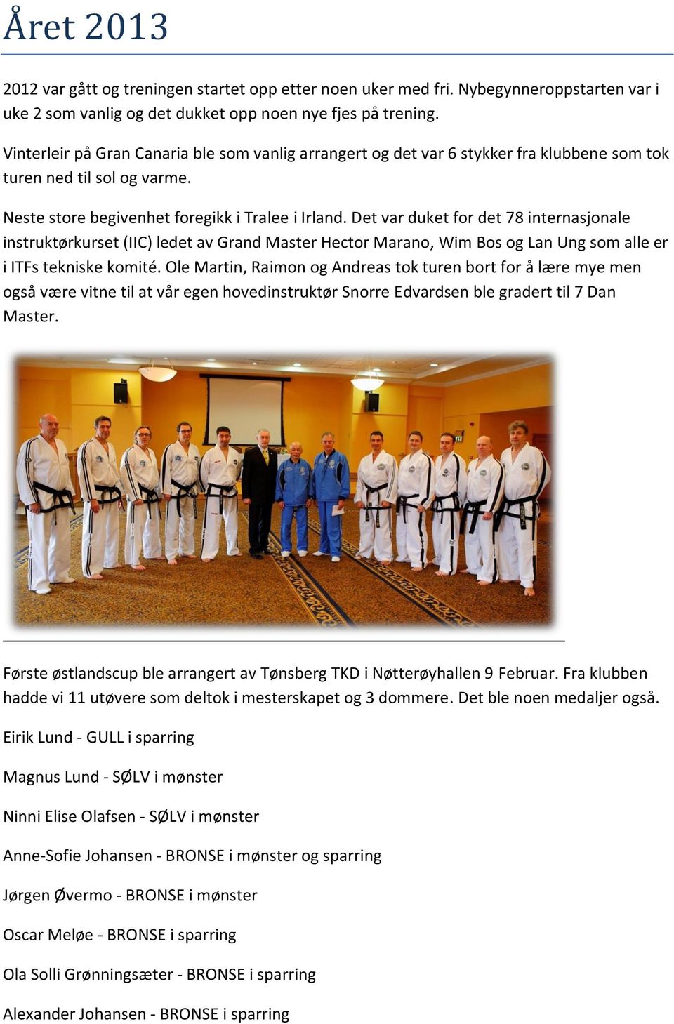 Det var duket for det 78 internasjonale instruktørkurset (IIC) ledet av Grand Master Hector Marano, Wim Bos og Lan Ung som alle er i ITFs tekniske komité.