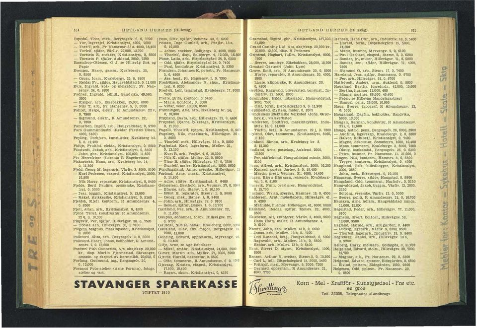 evåg Bok og Papir Evensen. Harry, gassffi" Kvnlebergv. 25, O, 9500 - Oscar, form., Kvalebergv, 25. D, 9100 - Reidar Pr., sjåfpr, Haugvnldstad 5, O. 11,000 Evje, Ingvald, kol.* og melkefort., Fr.