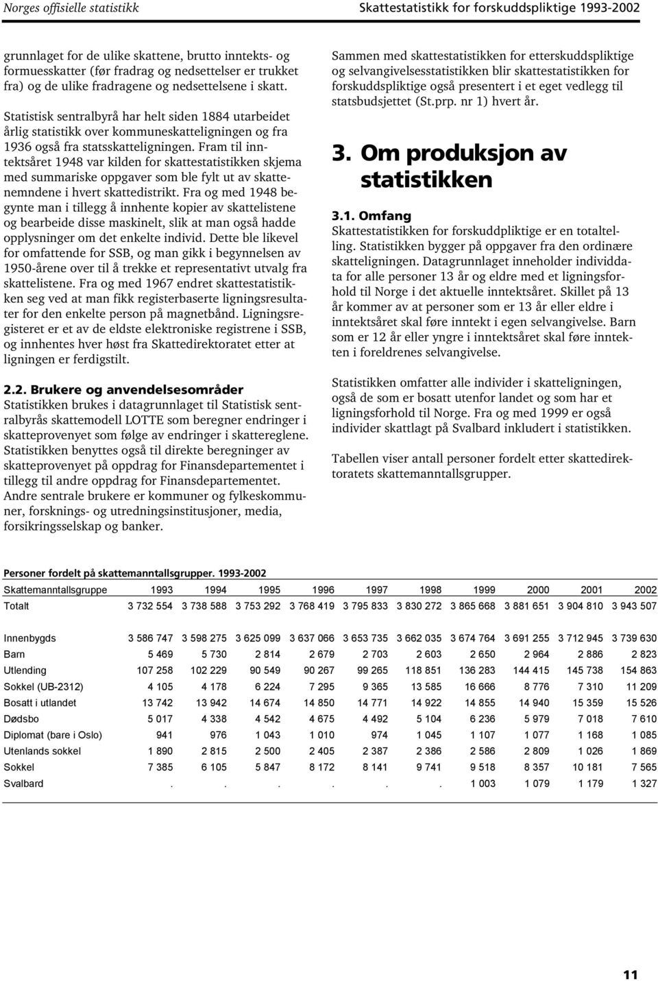 Fram til inntektsåret 1948 var kilden for skattestatistikken skjema med summariske oppgaver som ble fylt ut av skattenemndene i hvert skattedistrikt.