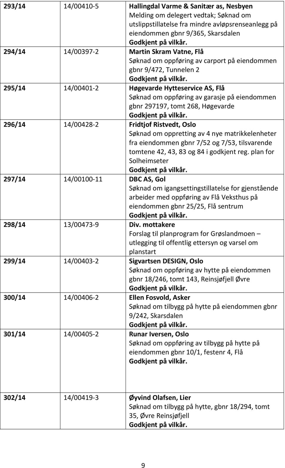 tomt 268, Høgevarde 296/14 14/00428-2 Fridtjof Ristvedt, Oslo Søknad om oppretting av 4 nye matrikkelenheter fra eiendommen gbnr 7/52 og 7/53, tilsvarende tomtene 42, 43, 83 og 84 i godkjent reg.