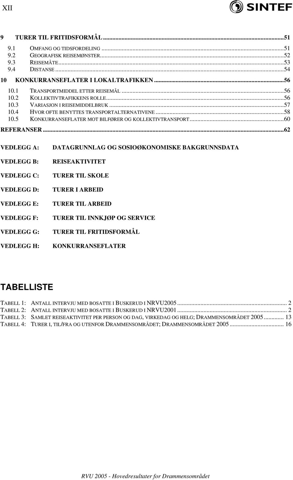 5 KONKURRANSEFLATER MOT BILFØRER OG KOLLEKTIVTRANSPORT...60 REFERANSER.