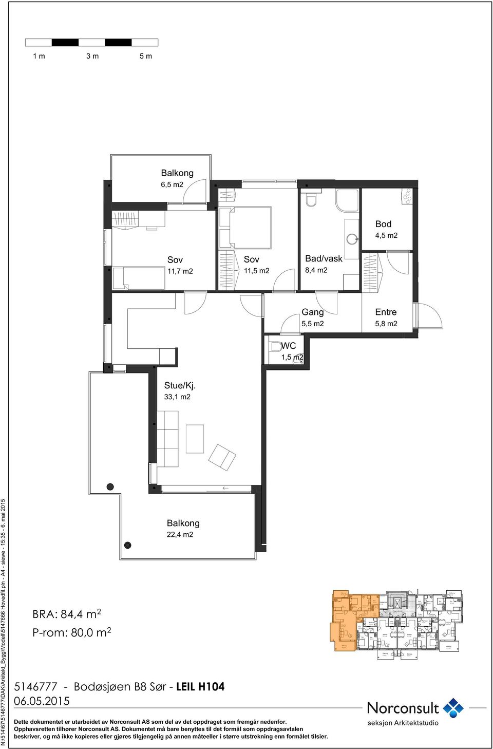 84,4 m 2 P-rom: 80,0 m 2