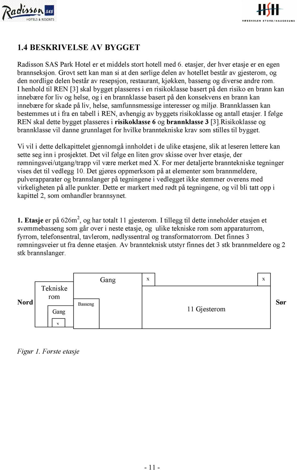 I henhold til REN [3] skal bygget plasseres i en risikoklasse basert på den risiko en brann kan innebære for liv og helse, og i en brannklasse basert på den konsekvens en brann kan innebære for skade