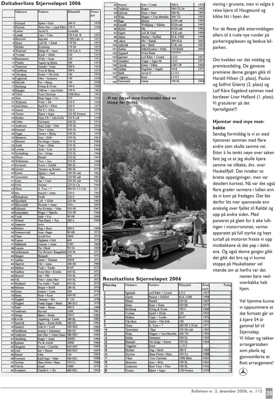 Resultatliste Stjerneløpet 2006 Om kvelden var det middag og premieutdeling. De gjeveste premiene denne gangen gikk til Harald Hilsen (3. plass), Paulus og Solfrid Giiørtz (2.