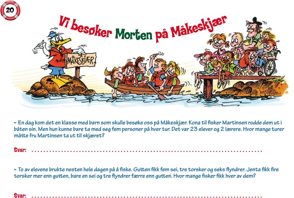 ............................................................................. To av elevene brukte nesten hele dagen på å fiske.