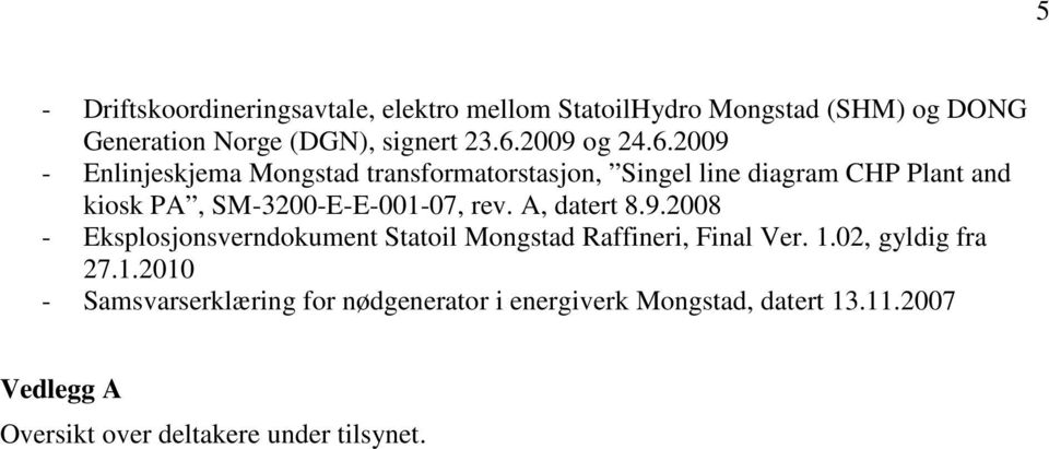 2009 - Enlinjeskjema Mongstad transformatorstasjon, Singel line diagram CHP Plant and kiosk PA, SM-3200-E-E-001-07, rev.