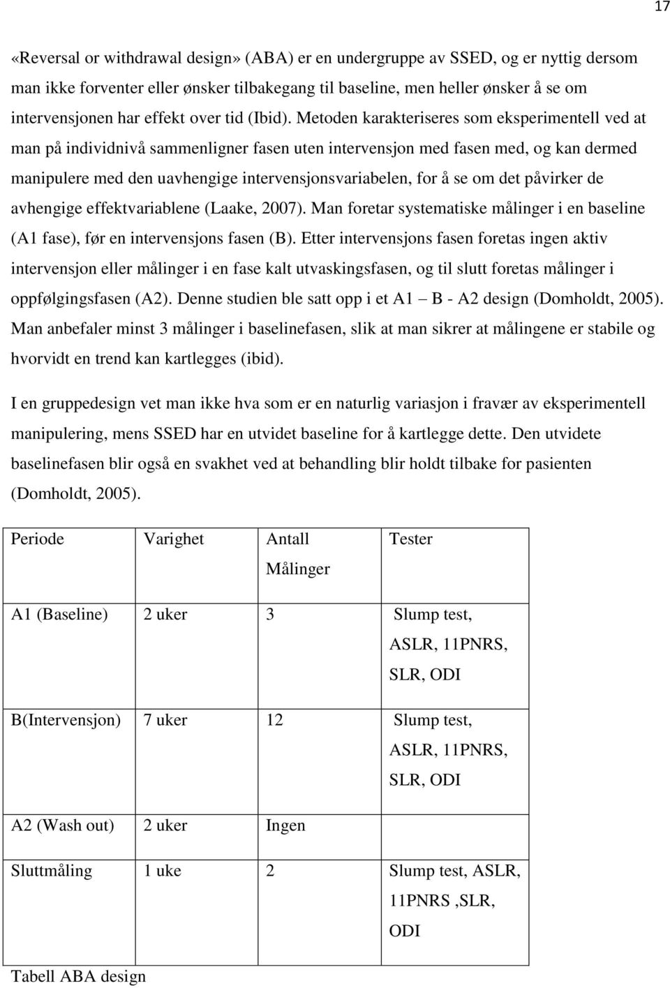 Metoden karakteriseres som eksperimentell ved at man på individnivå sammenligner fasen uten intervensjon med fasen med, og kan dermed manipulere med den uavhengige intervensjonsvariabelen, for å se