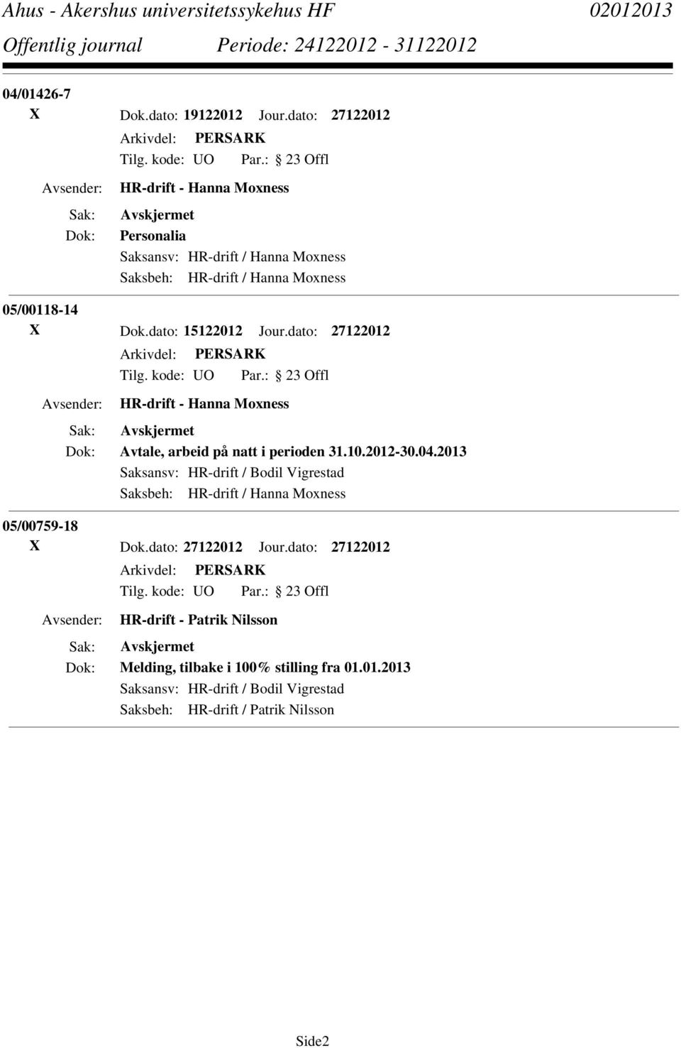 dato: 27122012 Avtale, arbeid på natt i perioden 31.10.2012-30.04.