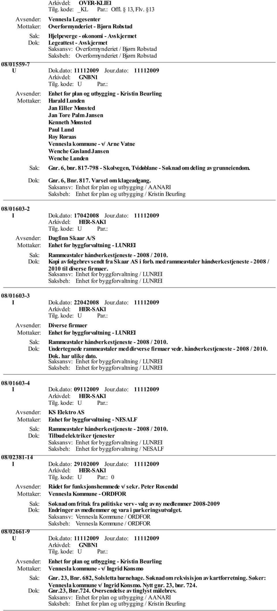 Wenche Lunden Gnr. 6, bnr. 817-798 - Skolvegen, Tvidøblane - Søknad om deling av grunneiendom. Gnr. 6, Bnr. 817. Varsel om klageadgang. 08/01603-2 I Dok.dato: 17042008 Jour.