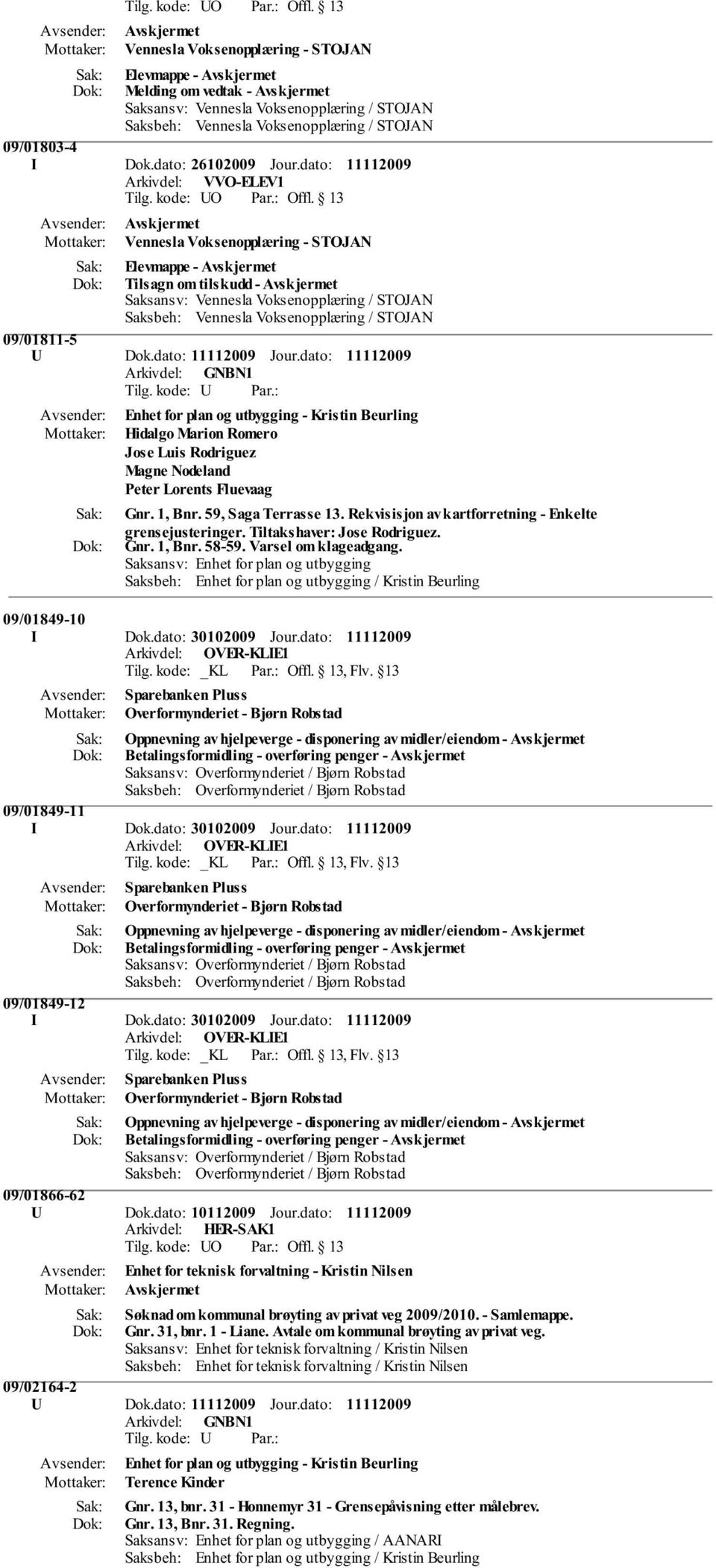 dato: Enhet for plan og utbygging - Kristin Beurling Hidalgo Marion Romero Jose Luis Rodriguez Magne Nodeland Peter Lorents Fluevaag Gnr. 1, Bnr. 59, Saga Terrasse 13.