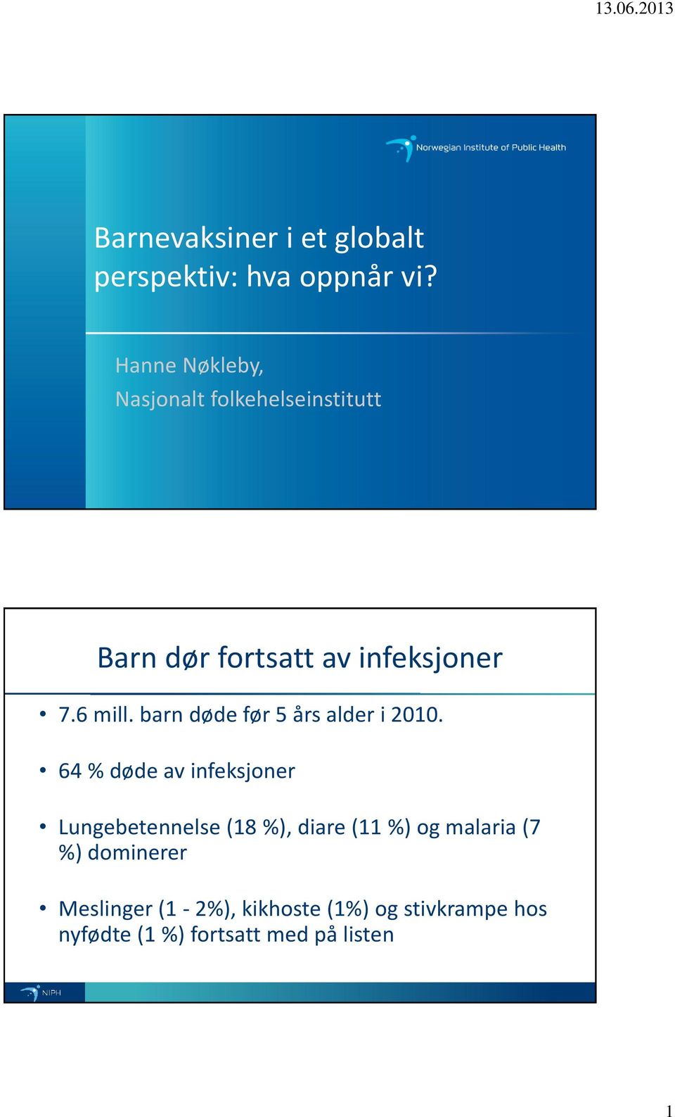 barn døde før 5 års alder i 2010.