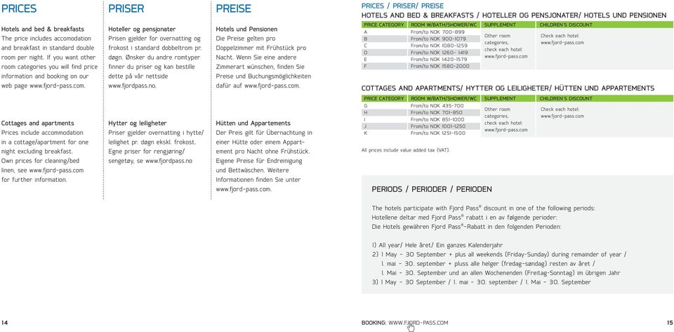 Cottages and apartments Prices include accommodation in a cottage/apartment for one night excluding breakfast. Own prices for cleaning/bed linen, see for further information.