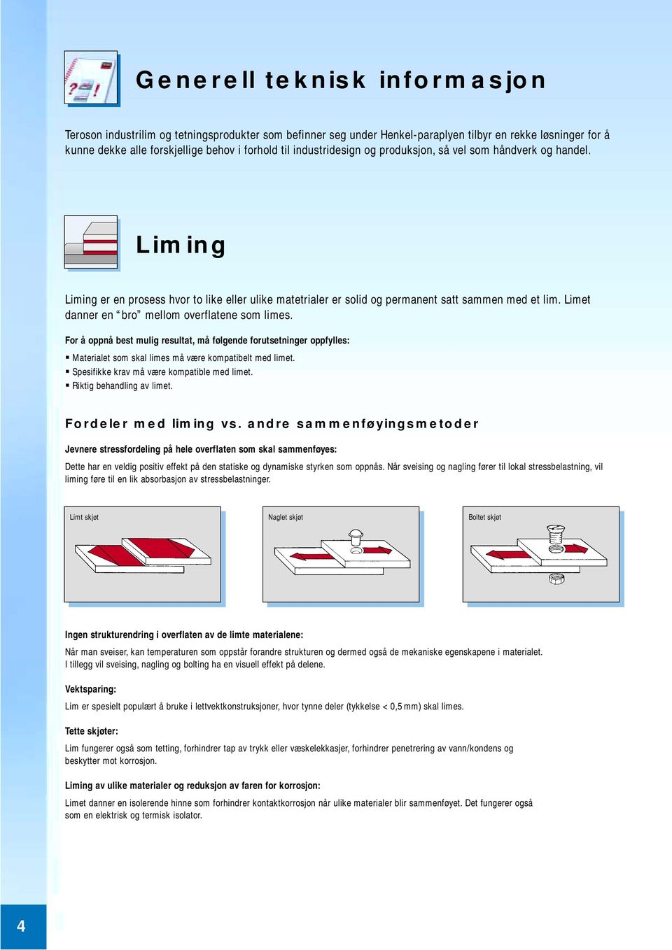 Limet danner en bro mellom overflatene som limes. For å oppnå best mulig resultat, må følgende forutsetninger oppfylles: Materialet som skal limes må være kompatibelt med limet.