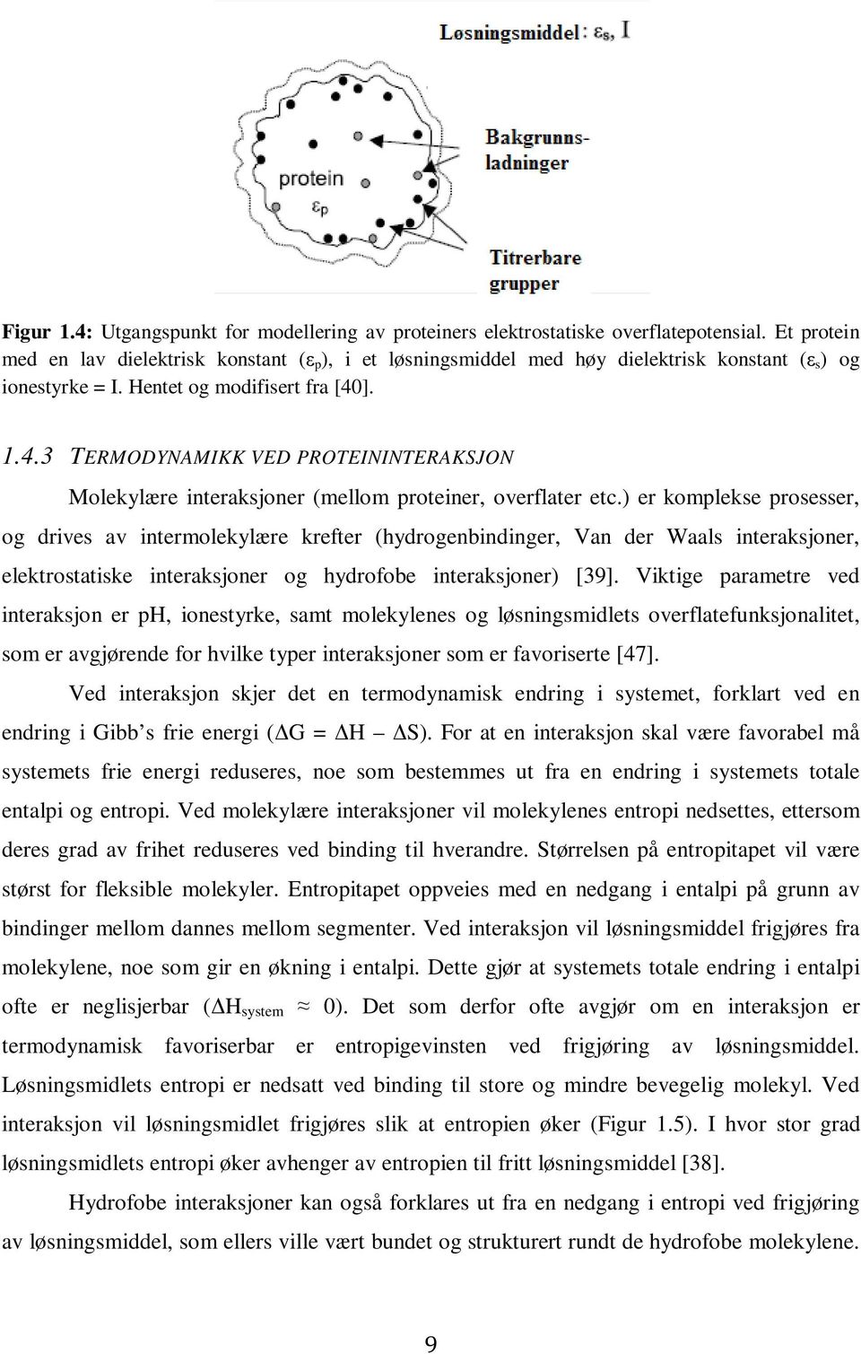 ]. 1.4.3 TERMODYNAMIKK VED PROTEININTERAKSJON Molekylære interaksjoner (mellom proteiner, overflater etc.