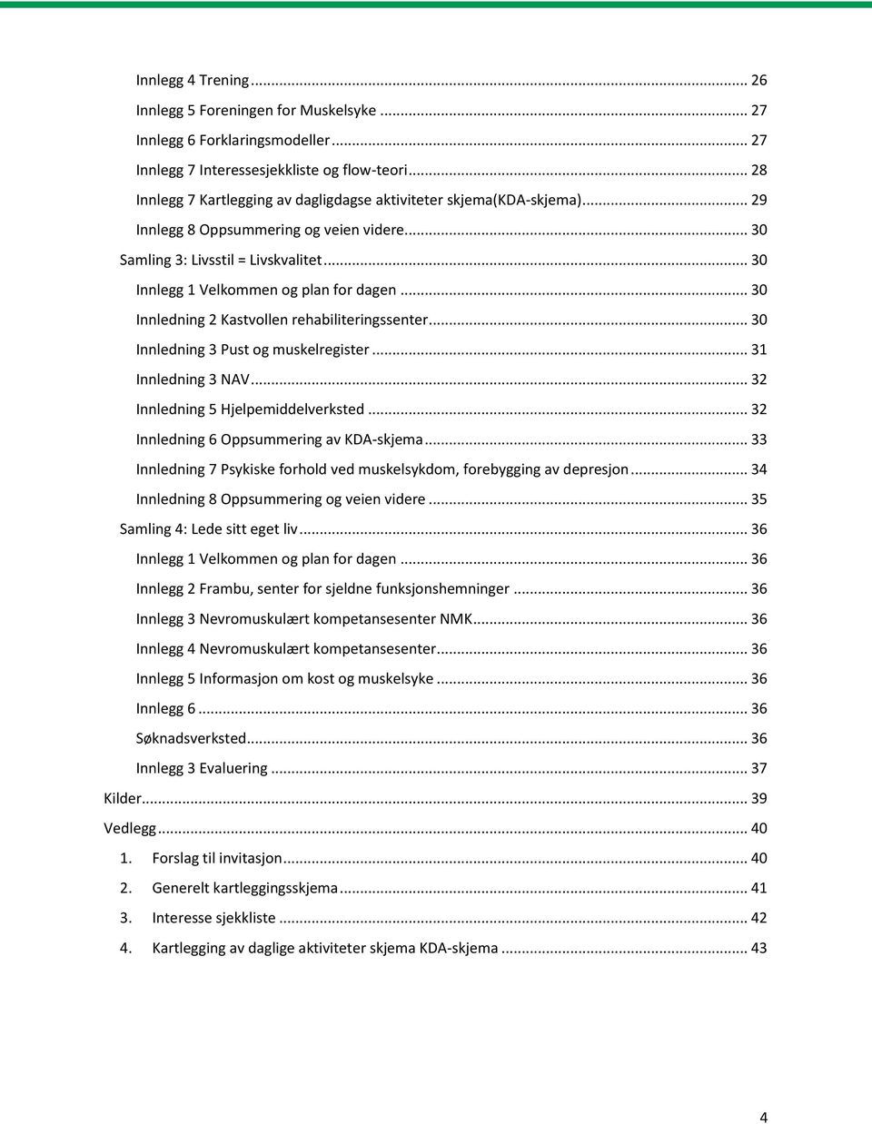 .. 30 Innlegg 1 Velkommen og plan for dagen... 30 Innledning 2 Kastvollen rehabiliteringssenter... 30 Innledning 3 Pust og muskelregister... 31 Innledning 3 NAV... 32 Innledning 5 Hjelpemiddelverksted.