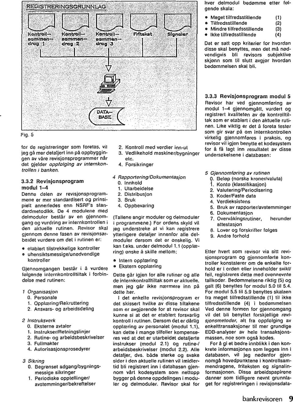 De 4 modulene med delmoduler bestar av en gjennomgang 09 vurdring av internkontrollen i den akluelle rutinen. Revisor skal gjennom denne lasen av revisjonsar belde! vurdere om del i rutinen at:.