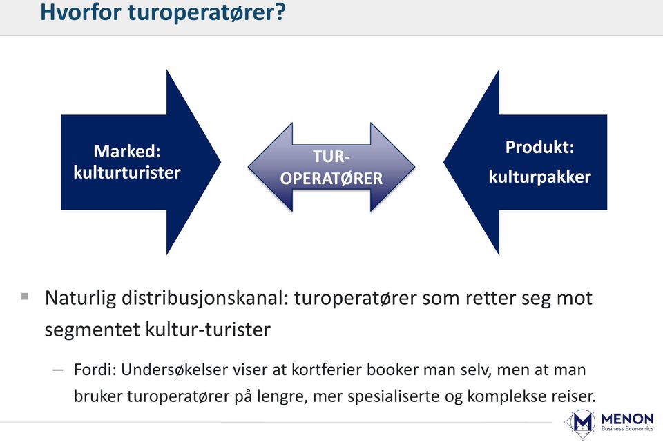 distribusjonskanal: turoperatører som retter seg mot segmentet