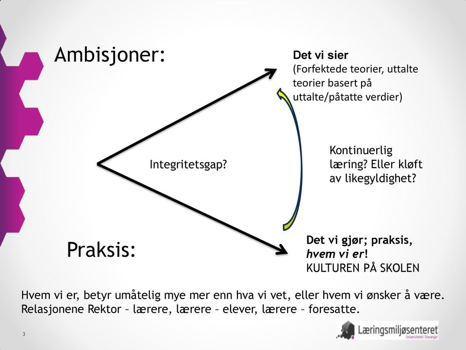 Praksis: Det vi gjør; praksis, hvem vi er!