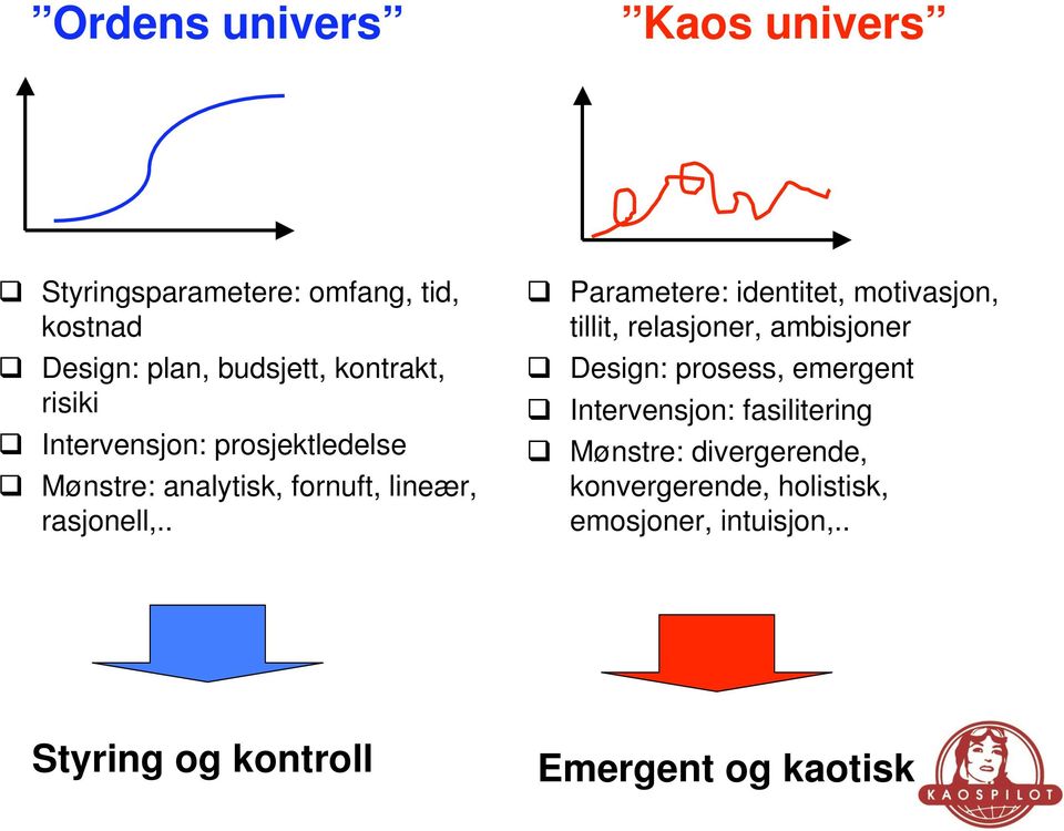 . Parametere: identitet, motivasjon, tillit, relasjoner, ambisjoner Design: prosess, emergent