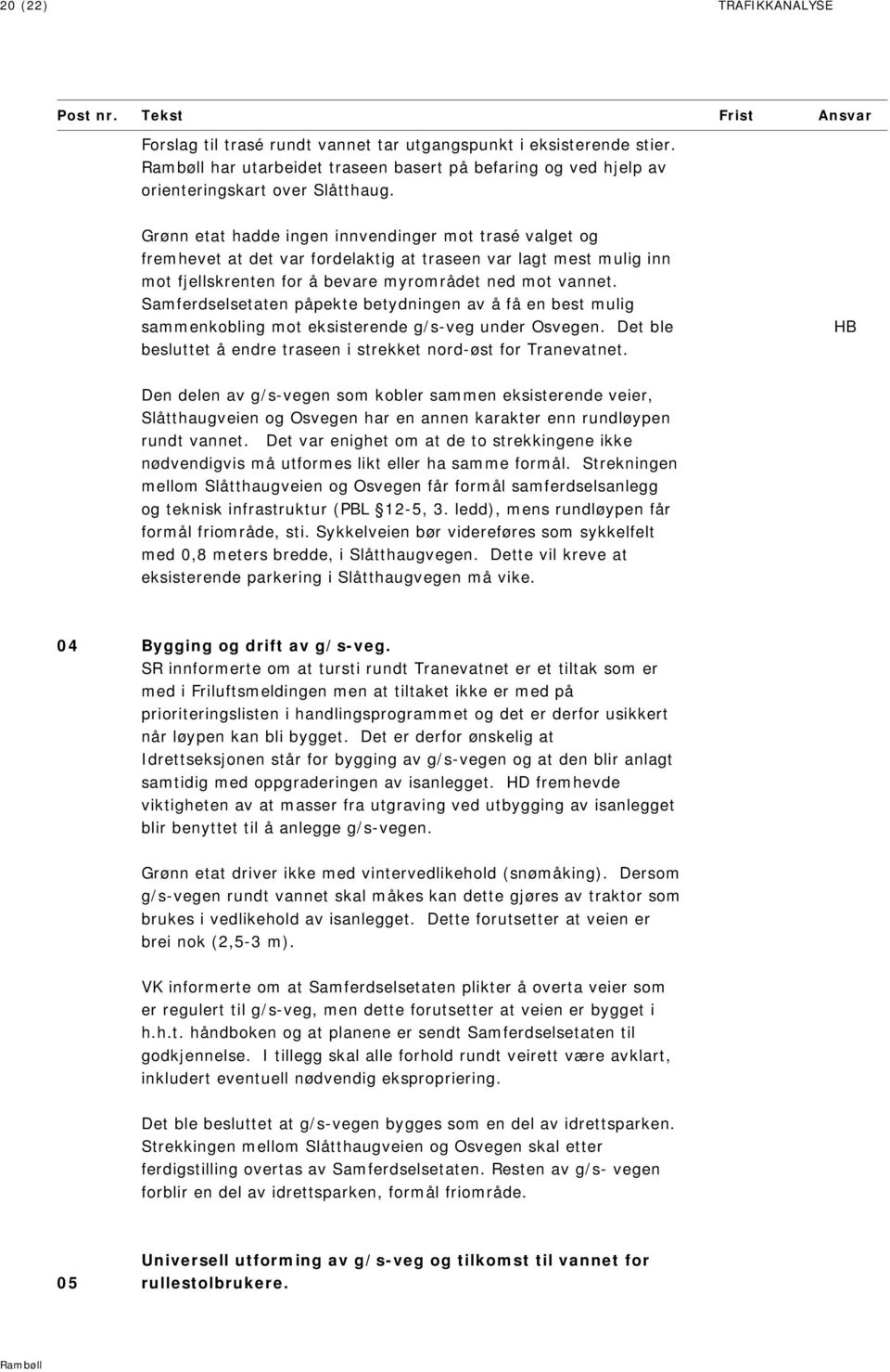 Grønn etat hadde ingen innvendinger mot trasé valget og fremhevet at det var fordelaktig at traseen var lagt mest mulig inn mot fjellskrenten for å bevare myrområdet ned mot vannet.