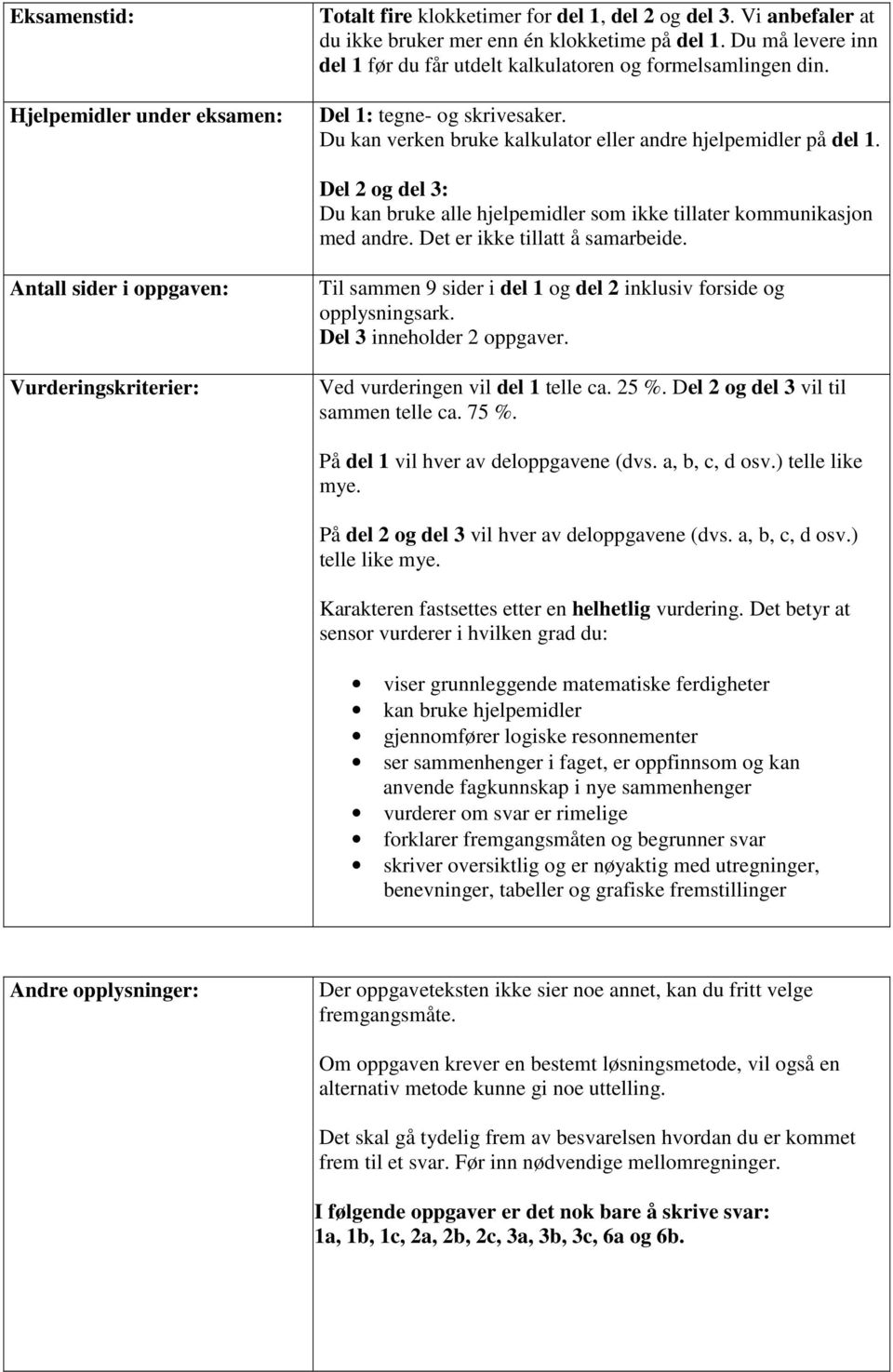 Del 2 og del 3: Du kn ruke lle hjelpemidler som ikke tillter kommuniksjon med ndre. Det er ikke tilltt å smreide.