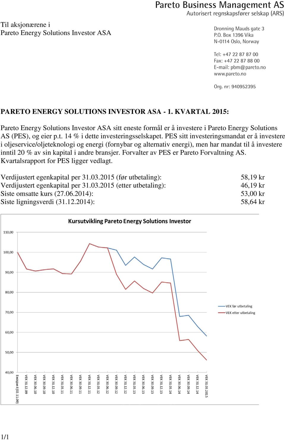 PES sitt investeringsmandat er å investere i oljeservice/oljeteknologi og energi (fornybar og alternativ energi), men har mandat til å investere inntil 20 % av sin kapital i andre bransjer.