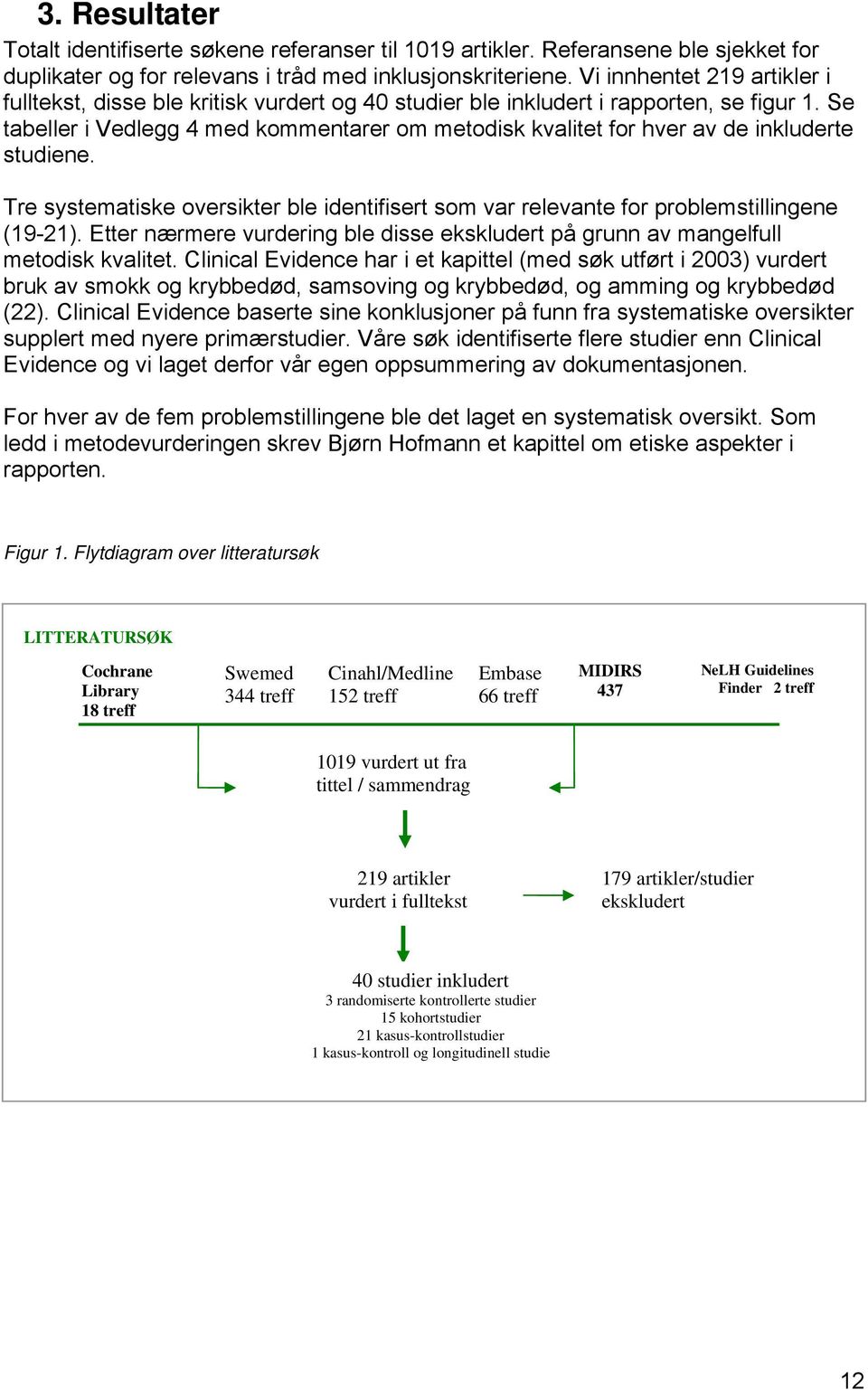 Se tabeller i Vedlegg 4 med kommentarer om metodisk kvalitet for hver av de inkluderte studiene. Tre systematiske oversikter ble identifisert som var relevante for problemstillingene (19-21).