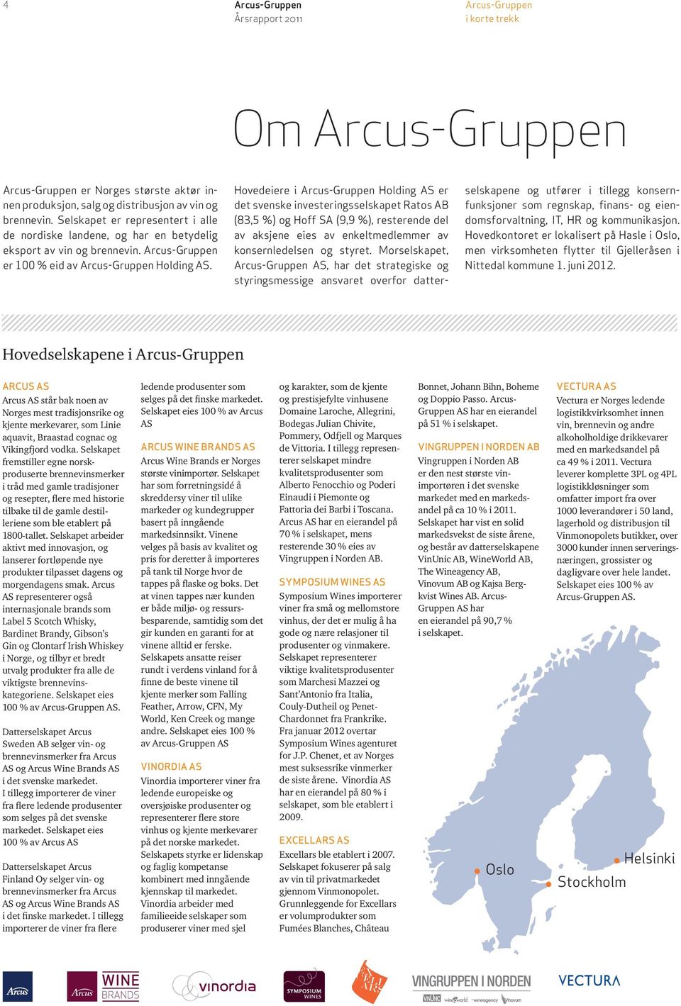 Hovedeiere i Arcus-Gruppen Holding AS er det svenske investeringsselskapet Ratos AB (83,5 %) og Hoff SA (9,9 %), resterende del av aksjene eies av enkelt medlemmer av konsernledelsen og styret.