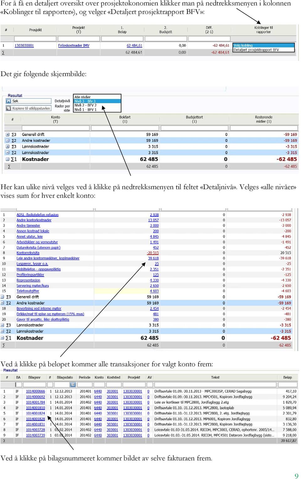 klikke på nedtrekksmenyen til feltet «Detaljnivå».