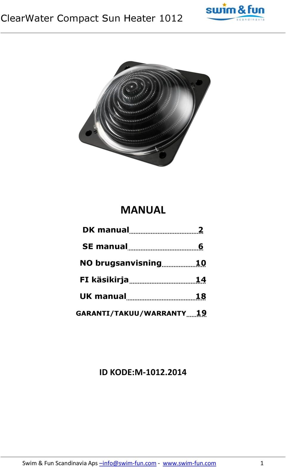 GARANTI/TAKUU/WARRANTY 19 ID KODE:M-1012.