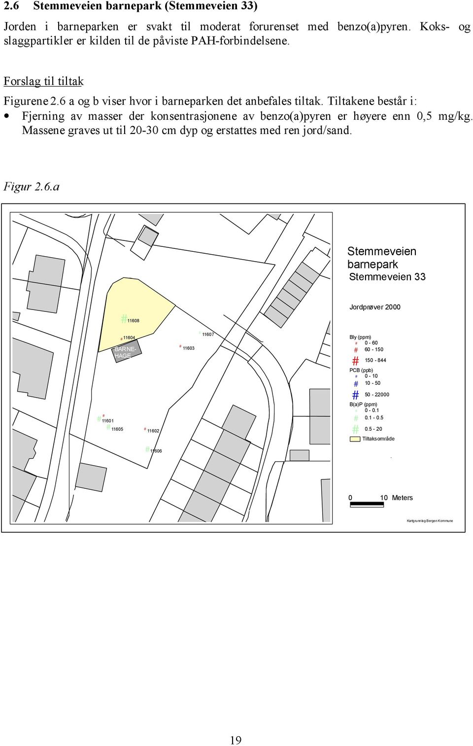 Massene graves ut til 20-30 cm dyp og erstattes med ren jord/sand. Figur 2.6.