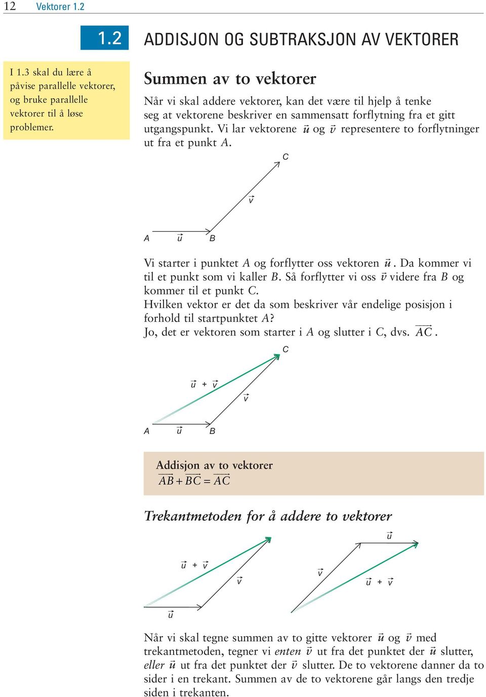 ektoren Da kommer i til et pnkt som i kaller B Så forflytter i oss idere fra B og kommer til et pnkt C Hilken ektor er det da som beskrier år endelige posisjon i forhold til startpnktet A?