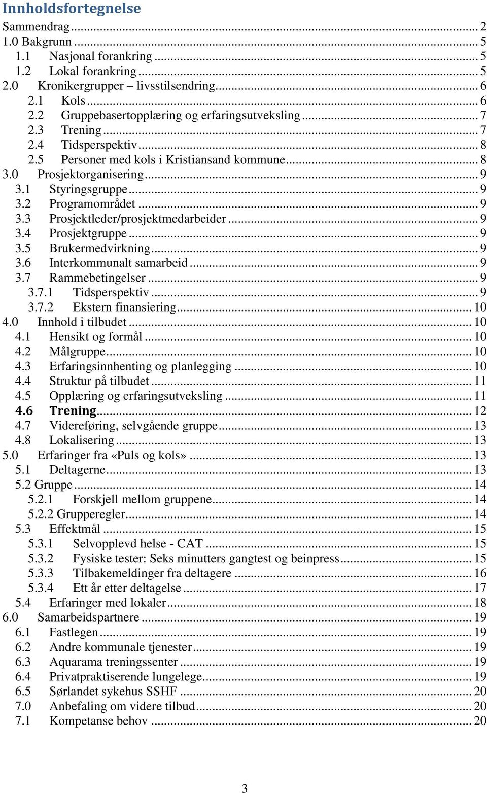 .. 9 3.4 Prosjektgruppe... 9 3.5 Brukermedvirkning... 9 3.6 Interkommunalt samarbeid... 9 3.7 Rammebetingelser... 9 3.7.1 Tidsperspektiv... 9 3.7.2 Ekstern finansiering... 10 4.0 Innhold i tilbudet.